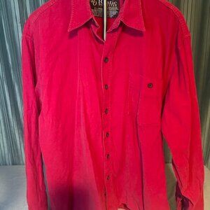 Rustic Outfitter Men’s Corduroy Shirt Red XL Long Sleeve
